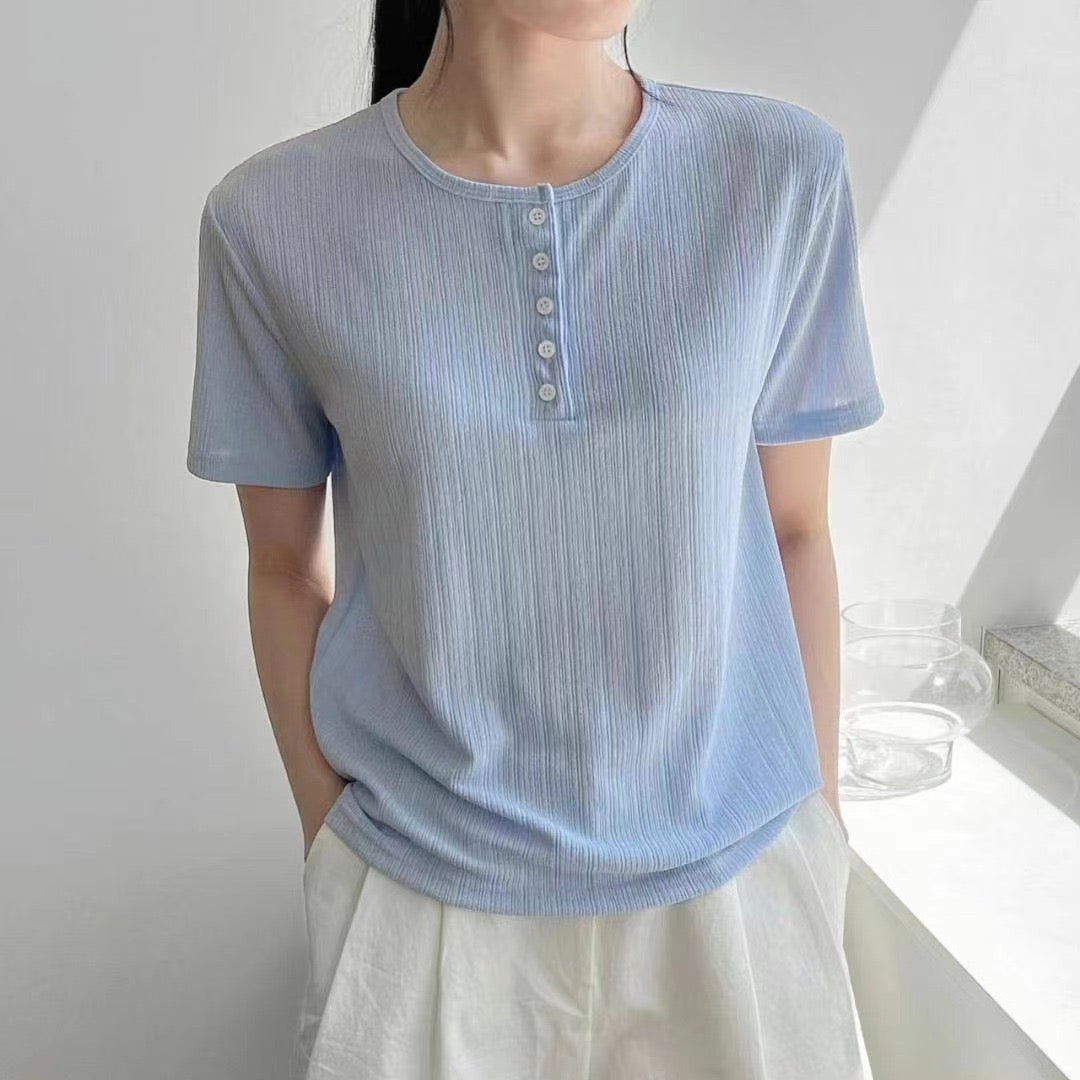 韓國丨半鈕直紋TEE