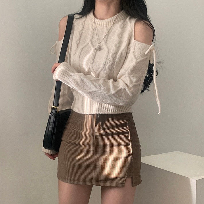 韓國丨短款露肩綁帶TOP