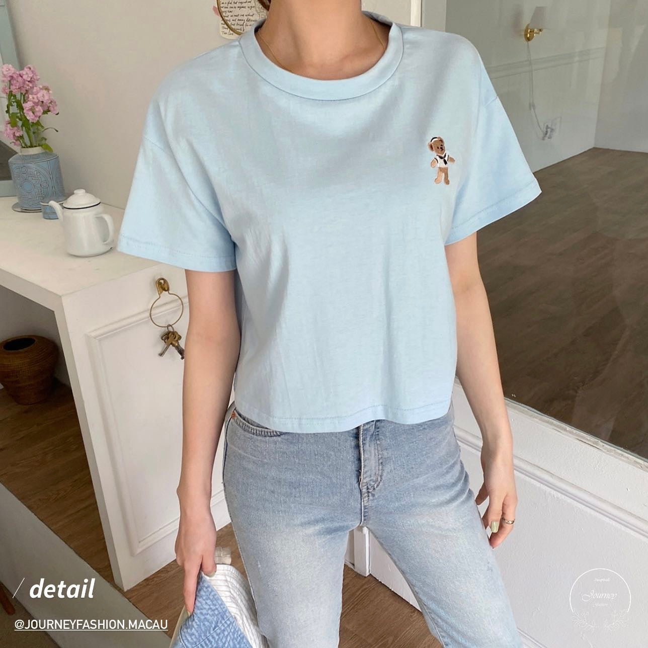 韓國丨短款小熊TEE