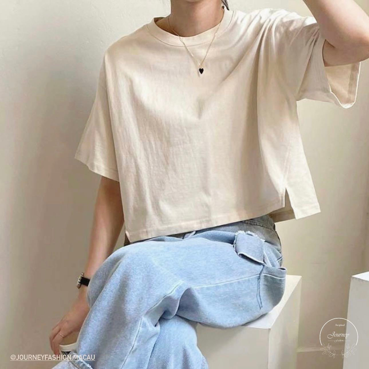 韓國丨純色微開叉TEE