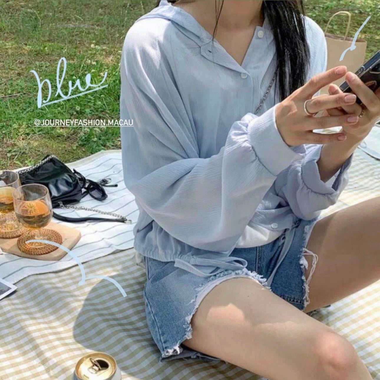 韓國丨連帽綁帶襯衫