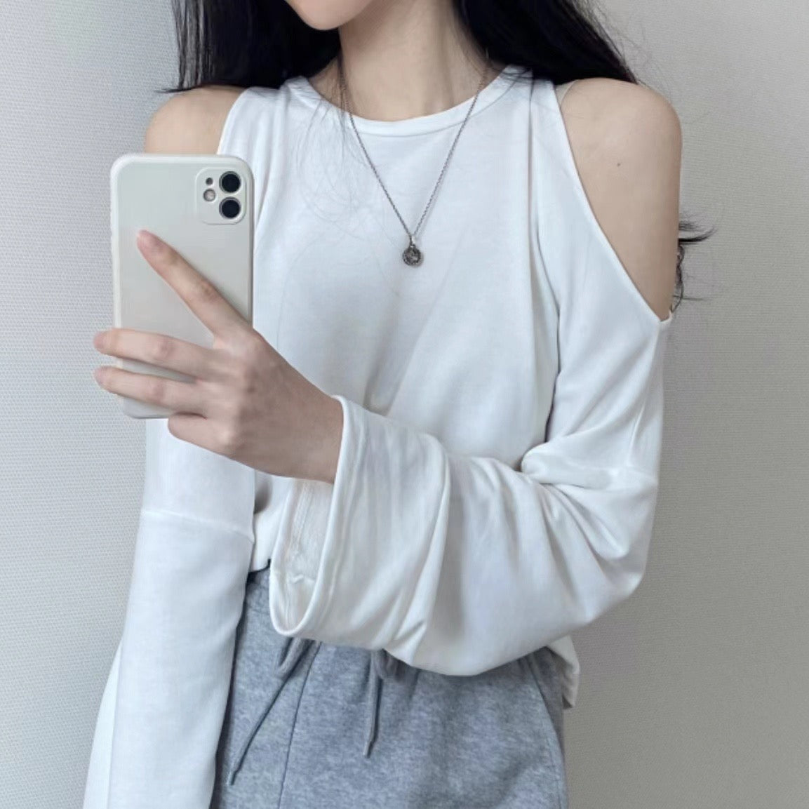 韓國丨純棉露肩TOP