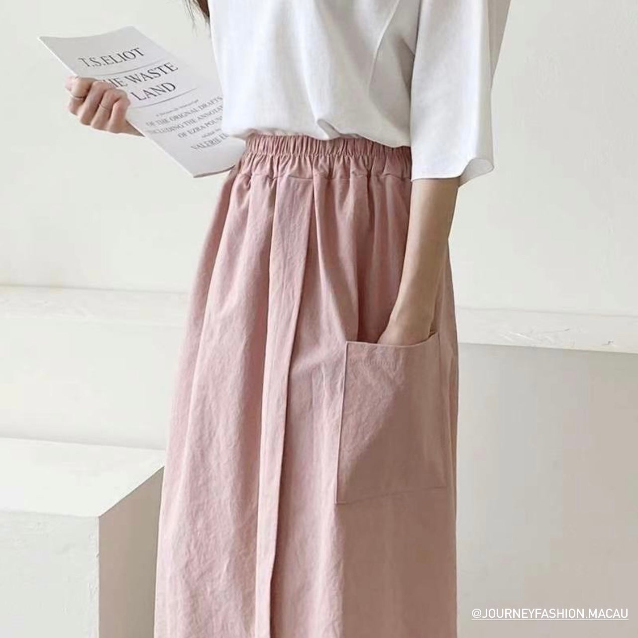 韓國丨鬆緊腰連袋裙褲