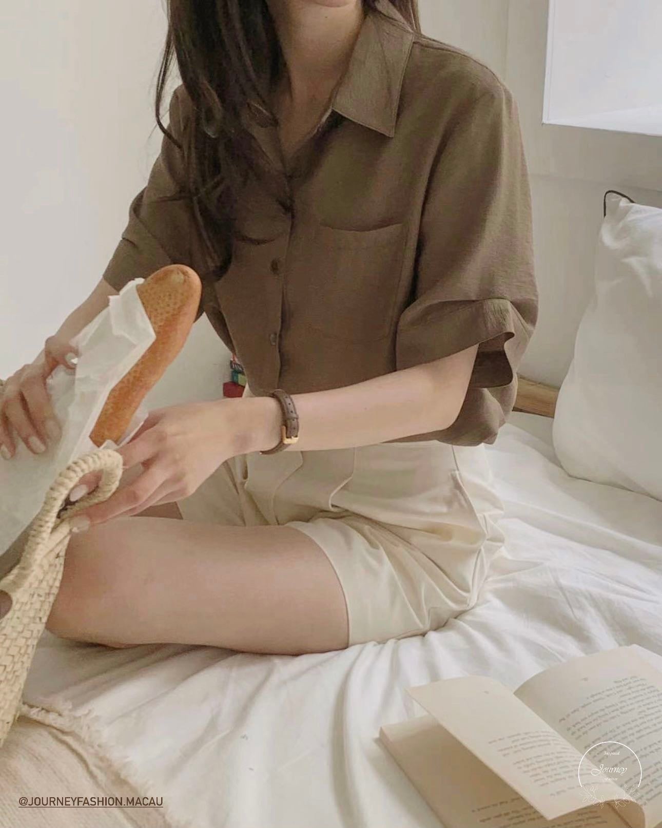 韓國丨單袋短袖襯衫
