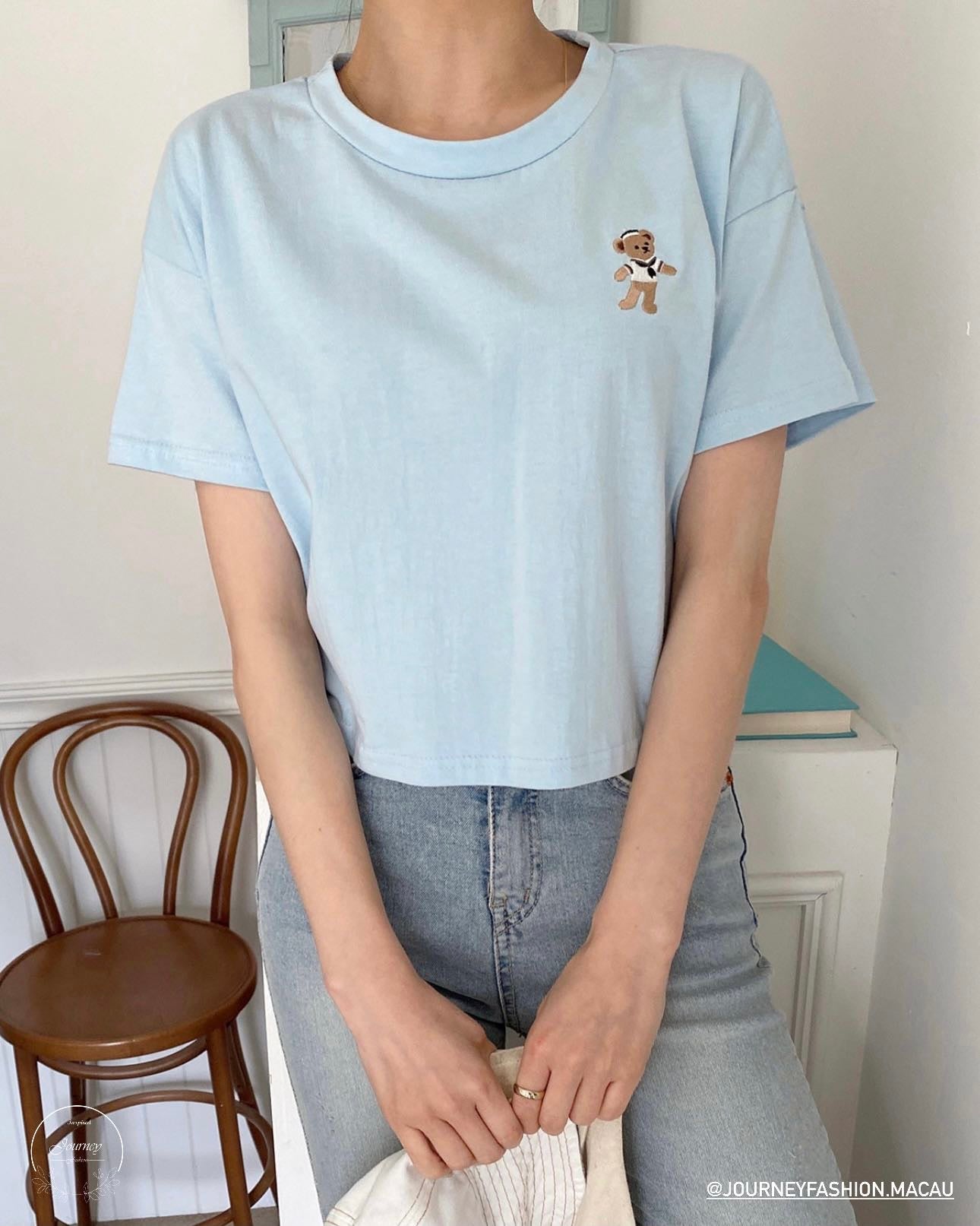 韓國丨短款小熊TEE