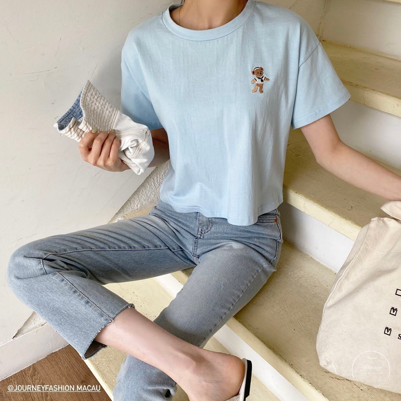 韓國丨短款小熊TEE