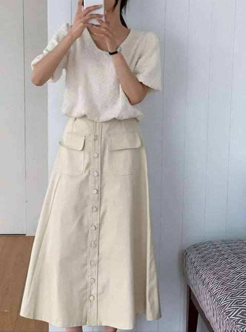 韓國丨鈕扣半身裙