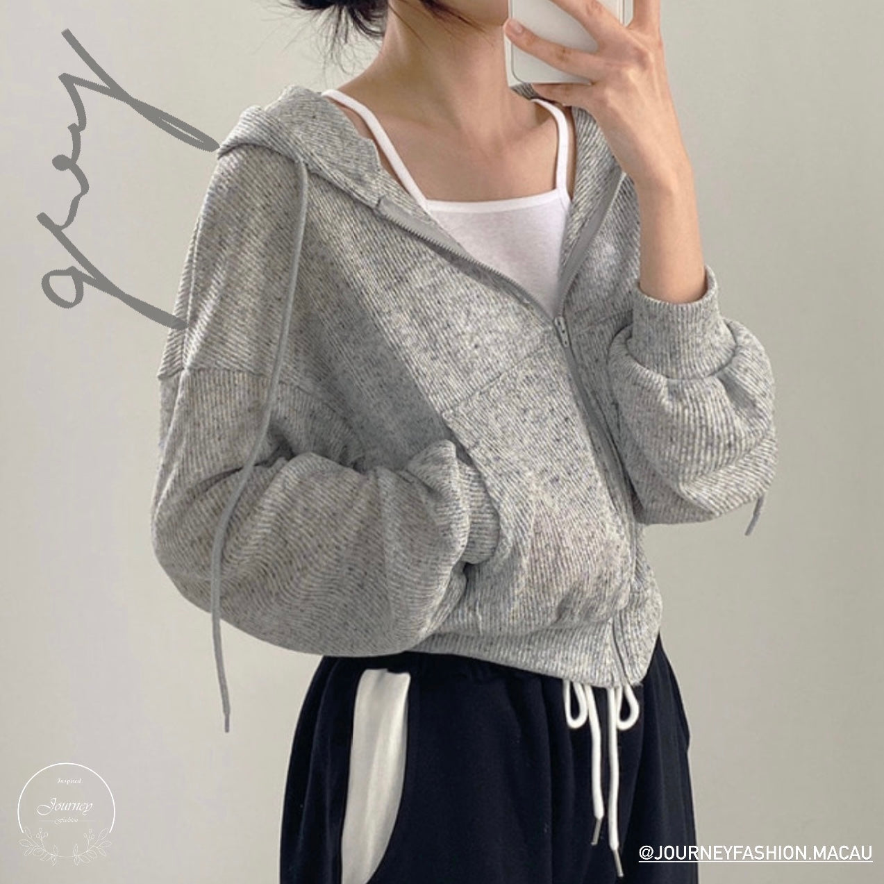 韓國丨拉鍊連帽TOP
