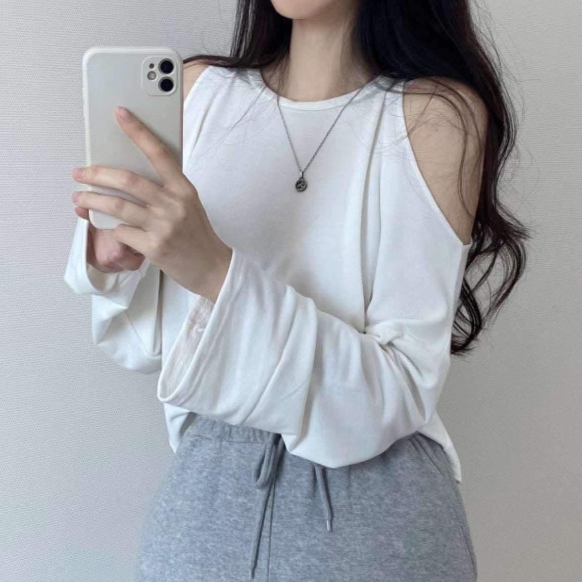 韓國丨純棉露肩TOP