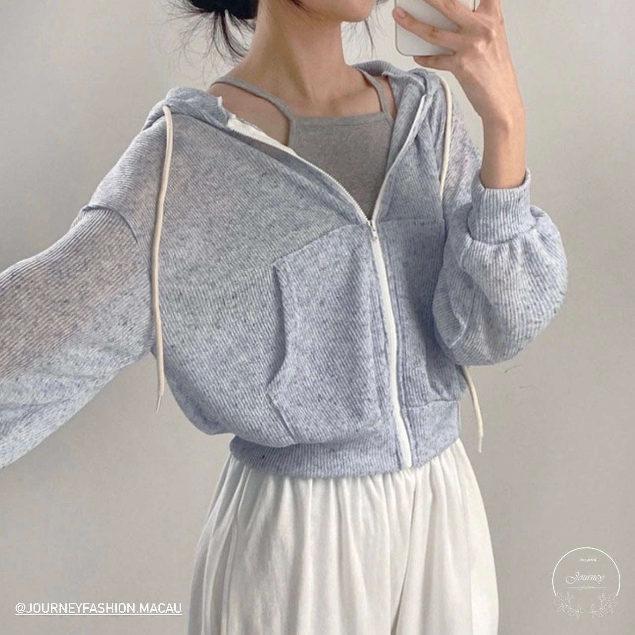 韓國丨拉鍊連帽TOP