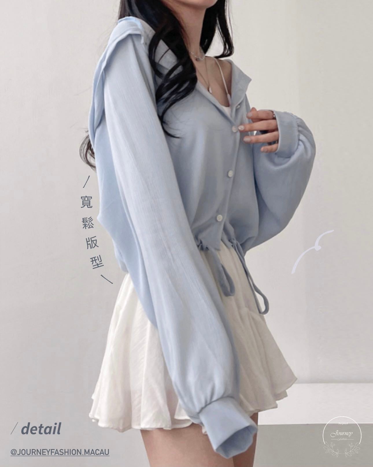 韓國丨連帽綁帶襯衫