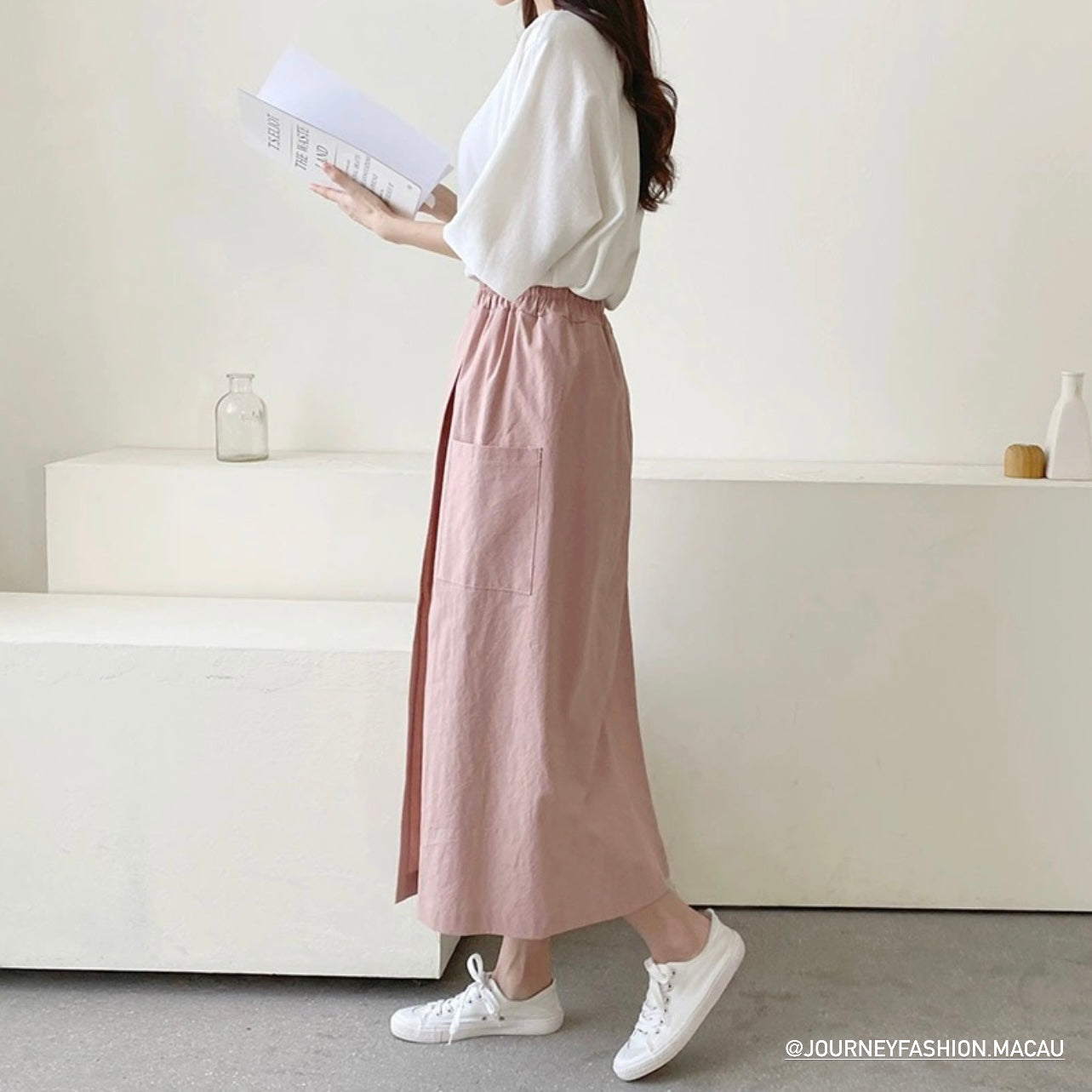 韓國丨鬆緊腰連袋裙褲