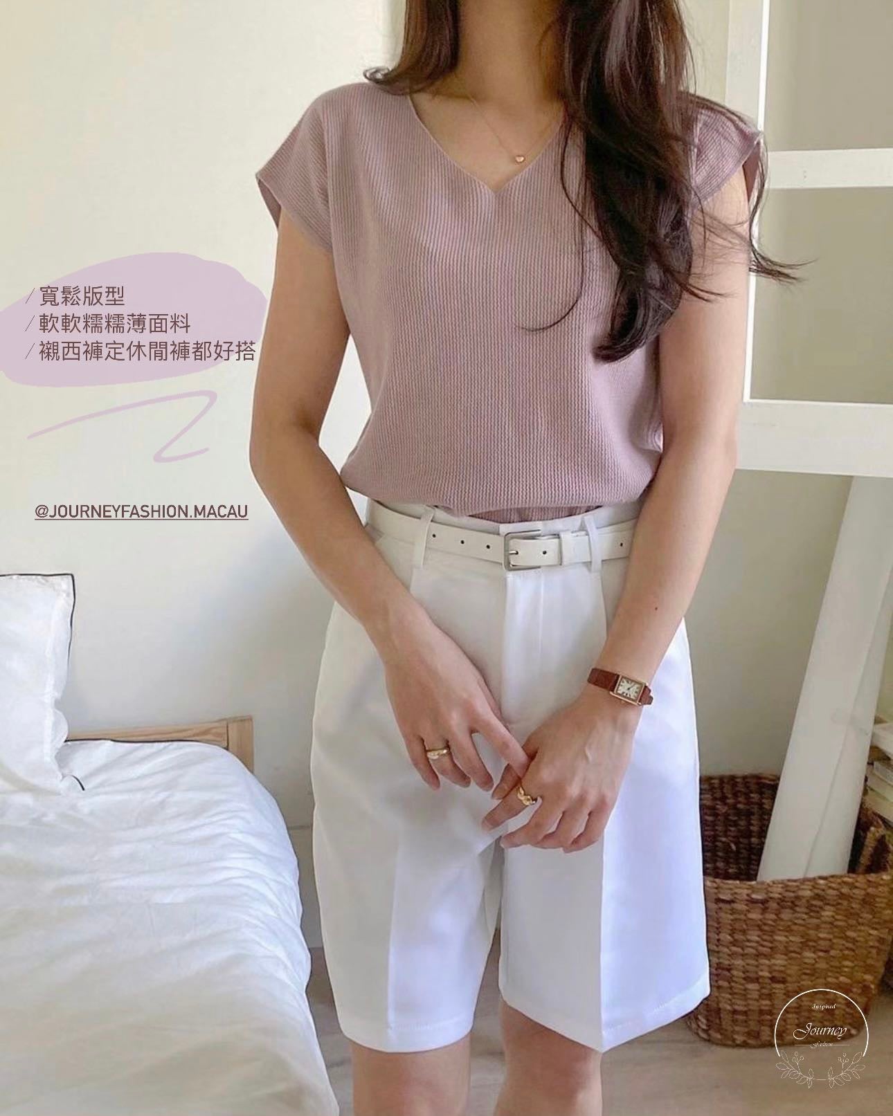 韓國丨V領直紋TOP