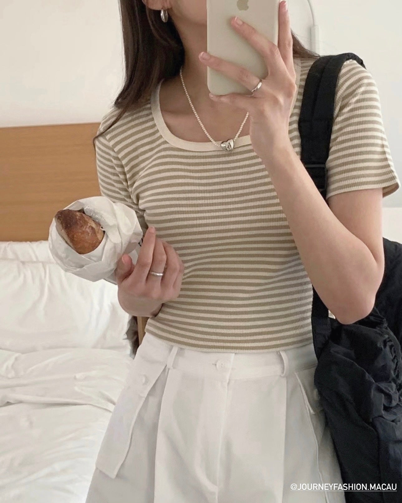 韓國丨方領間紋TEE