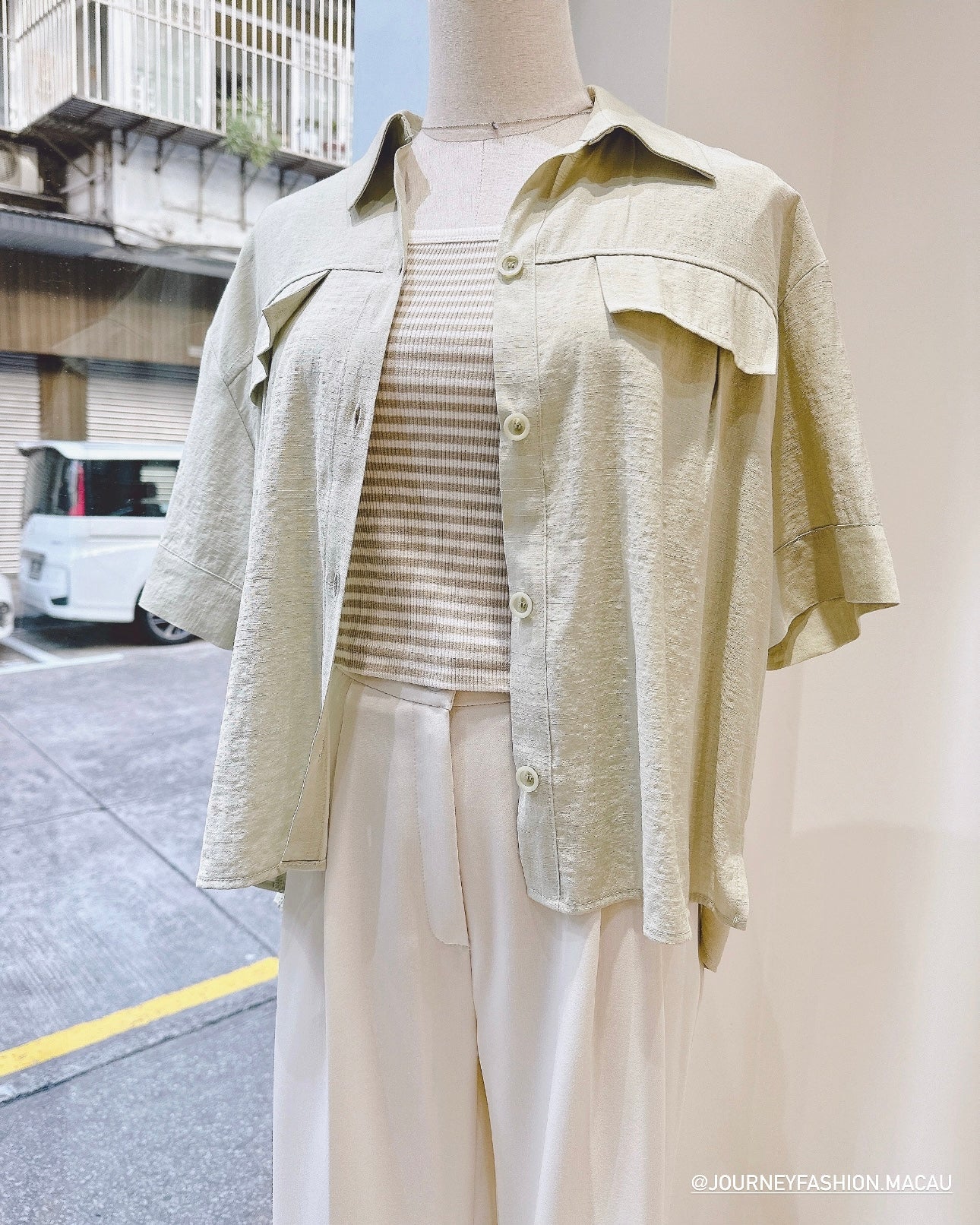 韓國丨方領間紋TEE