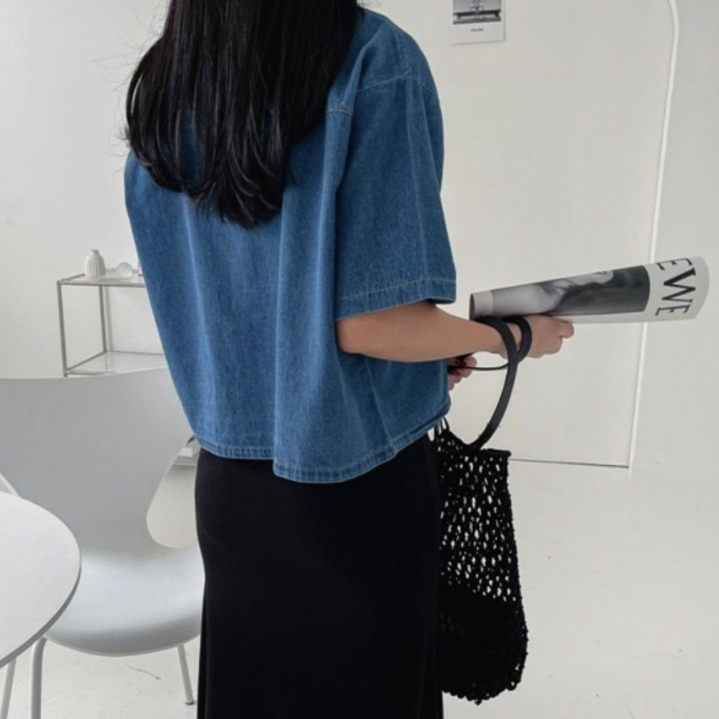 韓國丨短袖牛仔襯衫