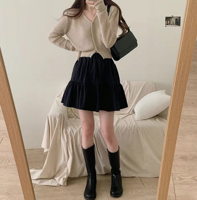韓國丨鬆緊腰半身短裙