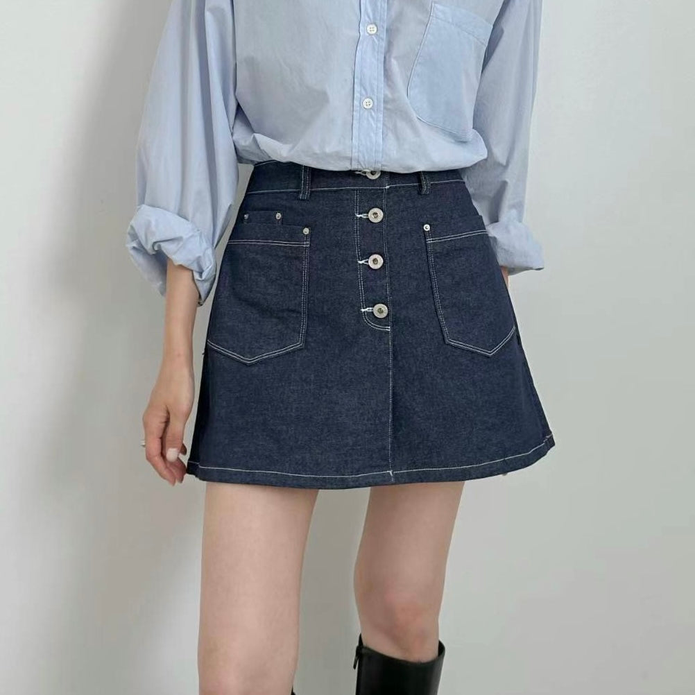 韓國丨後鬆緊明線裙褲