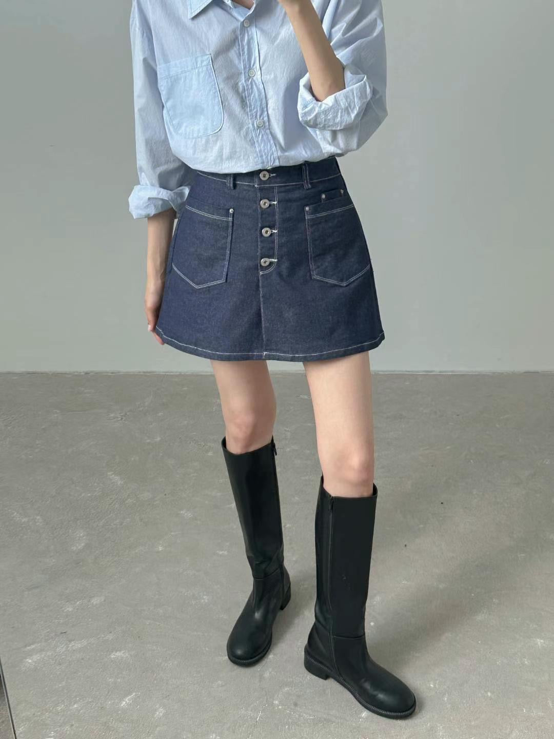 韓國丨後鬆緊明線裙褲