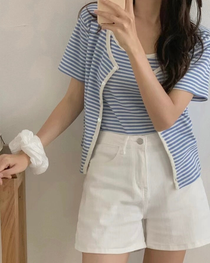 韓國丨間紋吊帶SET