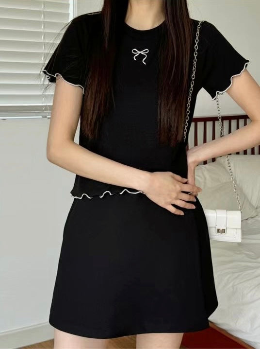 韓國丨蝴蝶結木耳邊TEE