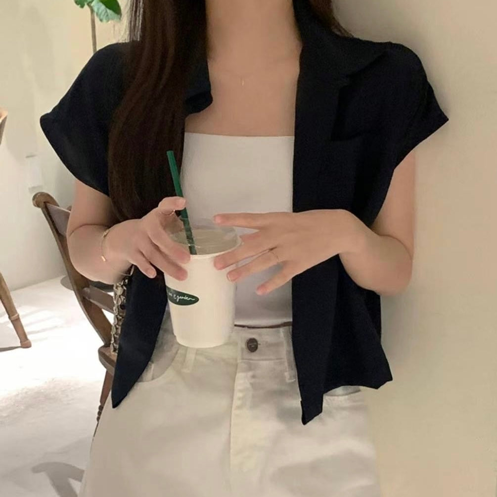韓國丨短款飛飛袖TOP