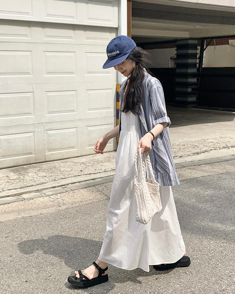 韓國丨寬鬆間紋襯衫
