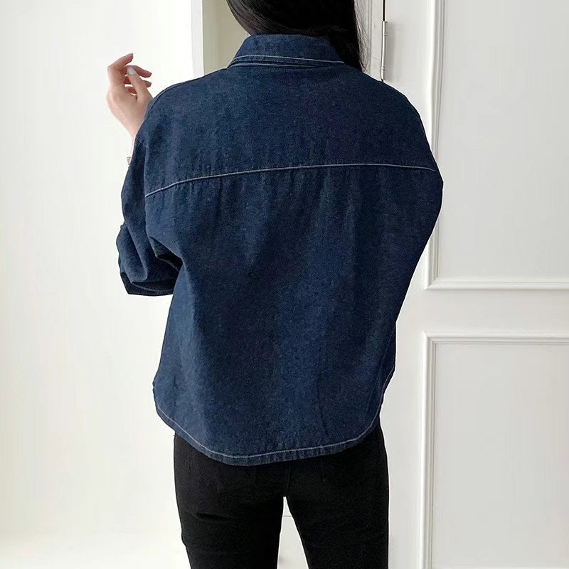 韓國丨雙口袋牛仔襯衫