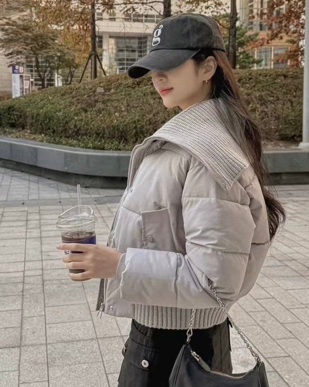 韓國丨翻領雙層拉鍊鴨絨外套