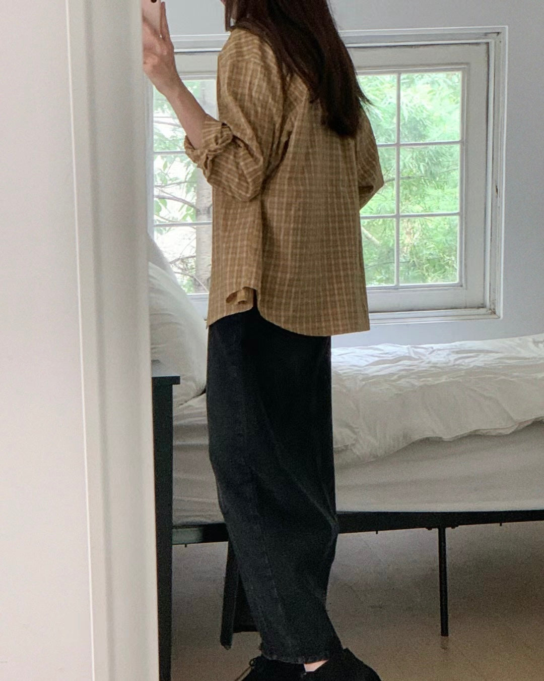 韓國丨翻領格紋襯衫