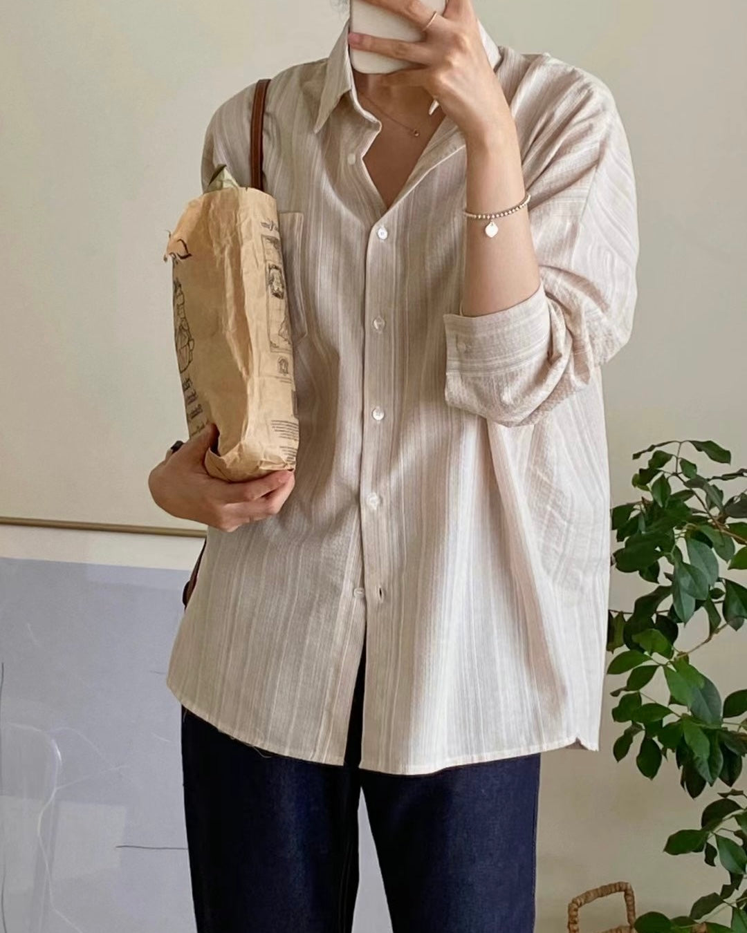 韓國丨直間紋襯衫TOP