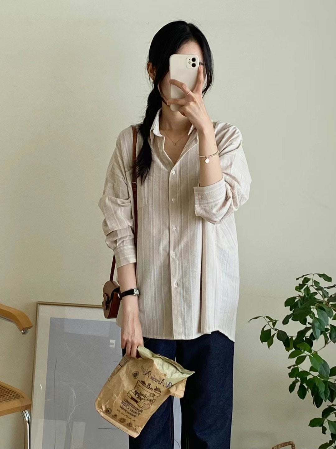 韓國丨直間紋襯衫TOP