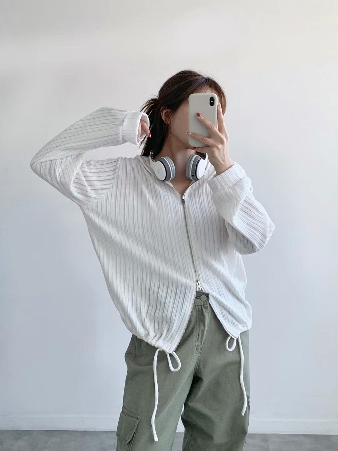 韓國丨雙拉鍊連帽TOP