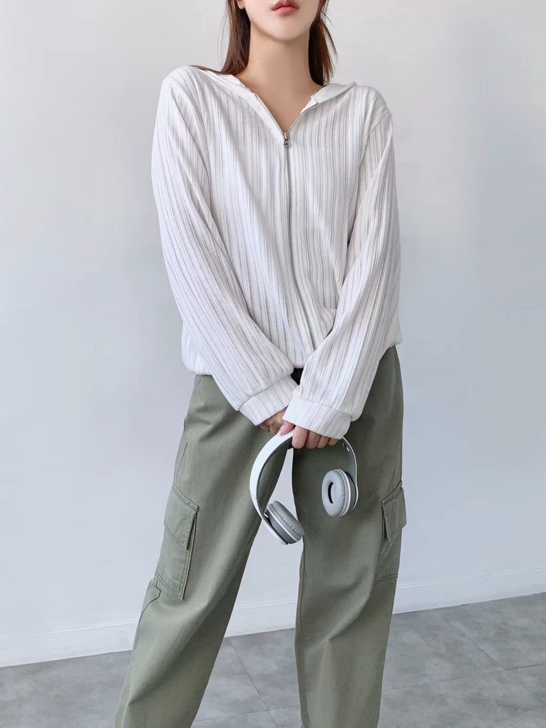 韓國丨雙拉鍊連帽TOP