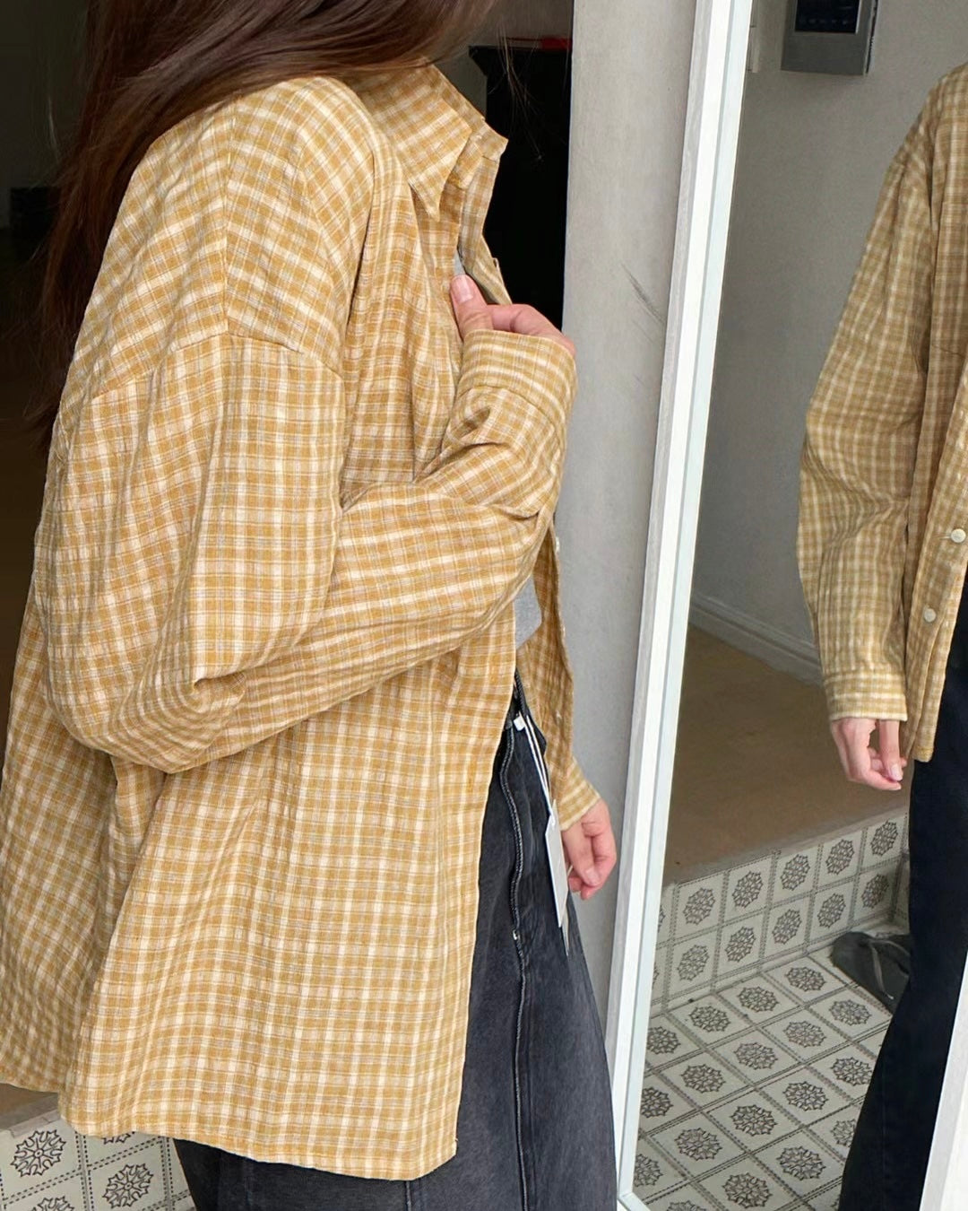 韓國丨翻領格紋襯衫