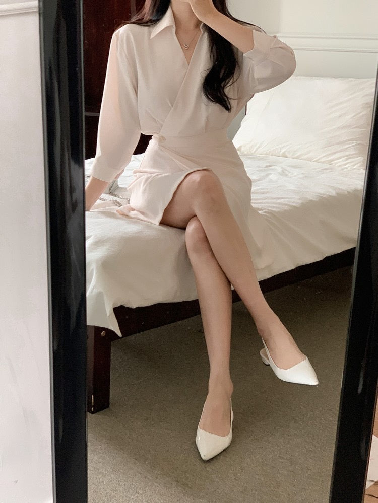 韓國丨V領氣質連身OPS