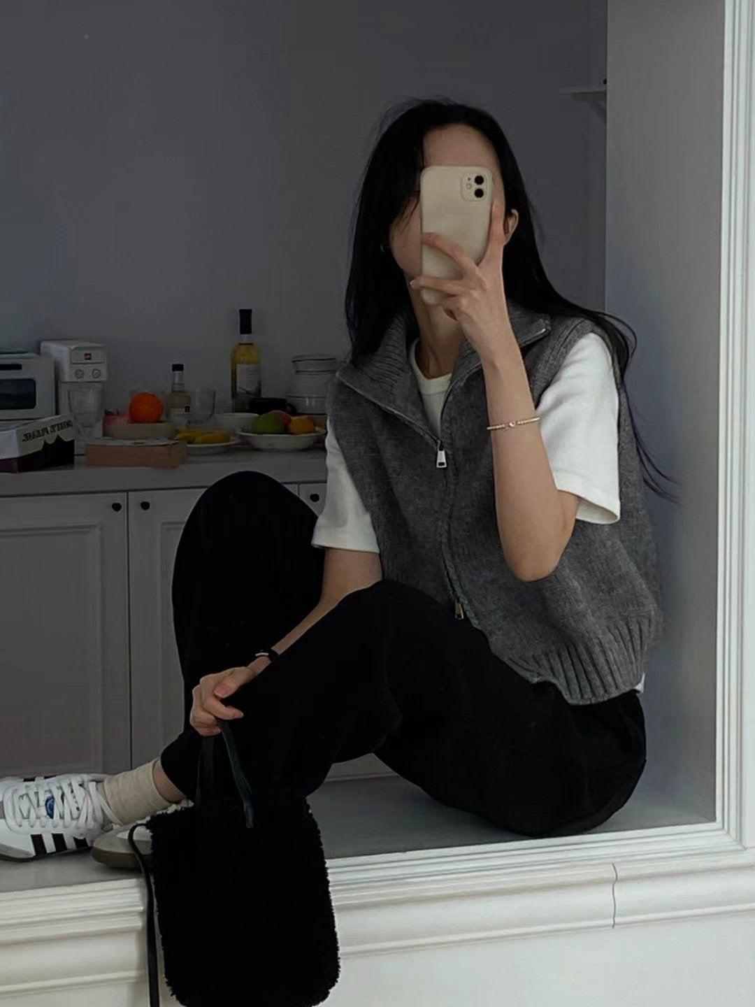 韓國丨雙拉鍊針織背心