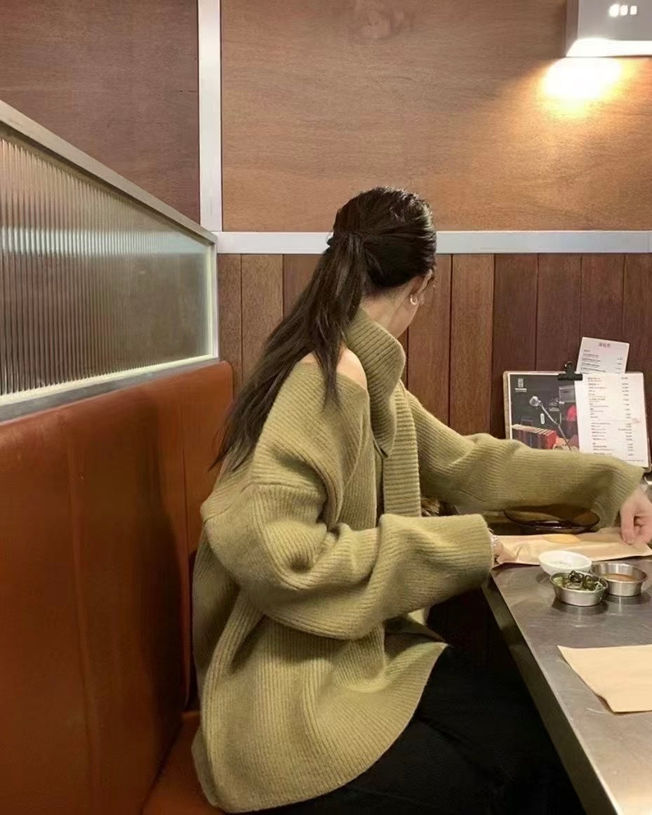 韓國丨寬鬆自帶頸巾針織