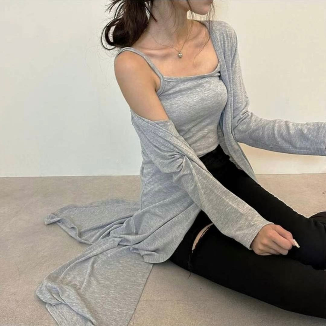 韓國丨長外套吊帶SET