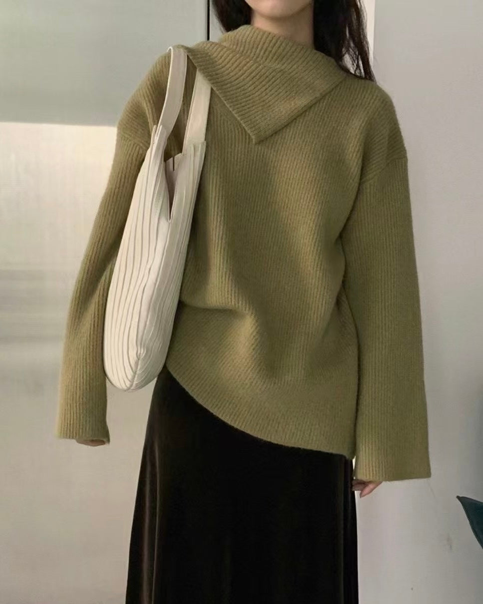 韓國丨寬鬆自帶頸巾針織