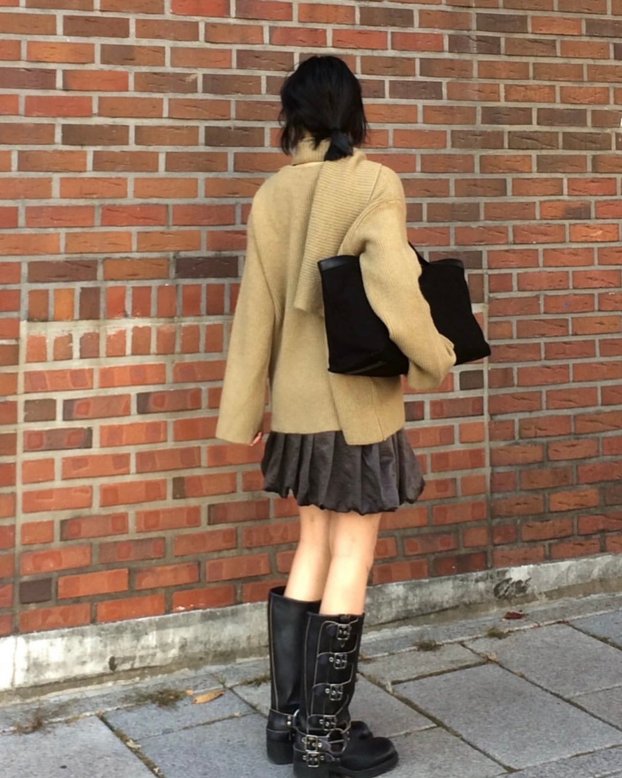 韓國丨寬鬆自帶頸巾針織