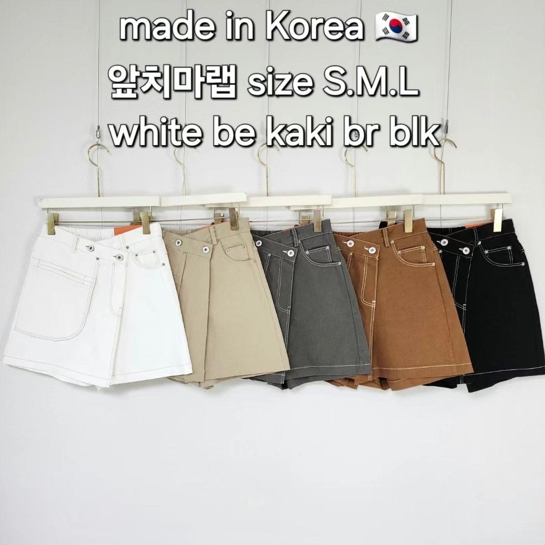 韓國丨高腰斜邊短裙褲