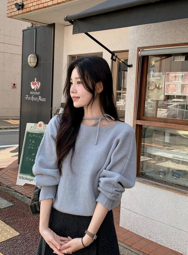 韓國丨RIBBON TIE KNIT