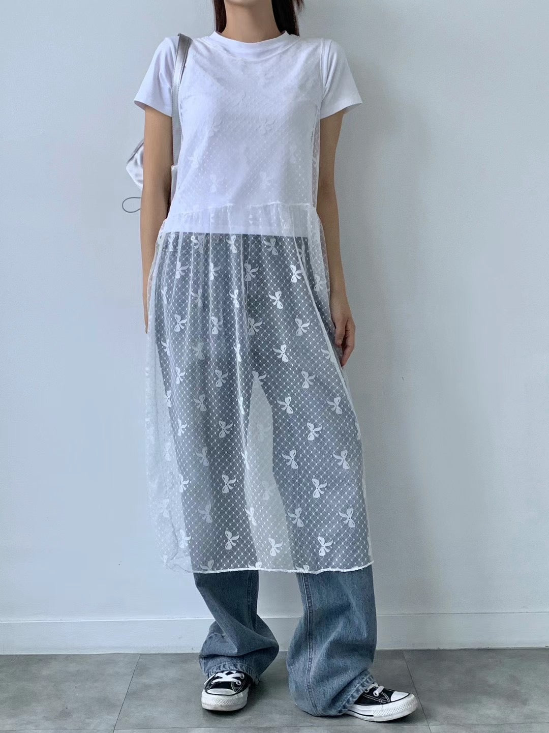 韓國丨LACE綁帶網紗裙