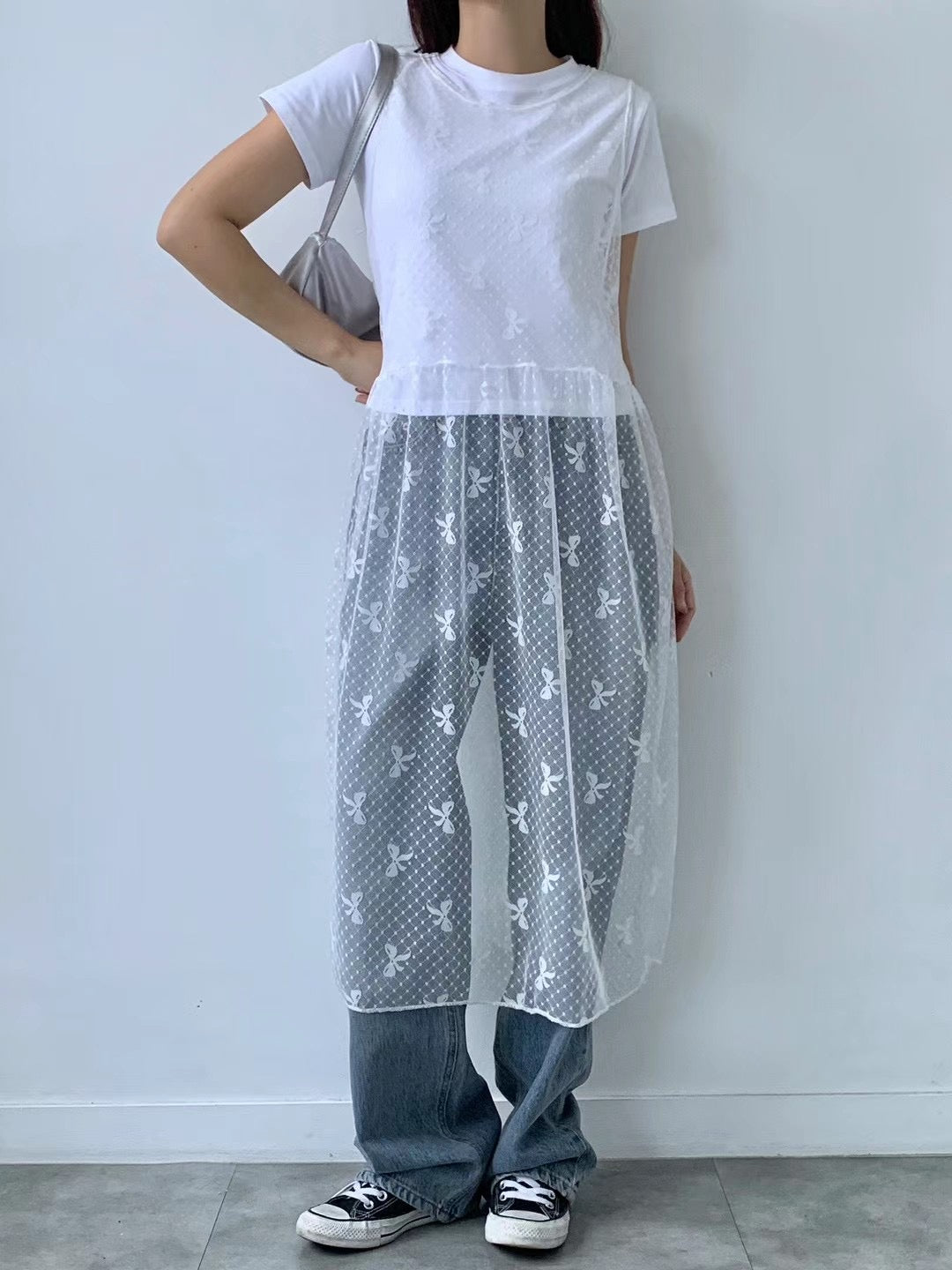 韓國丨LACE綁帶網紗裙
