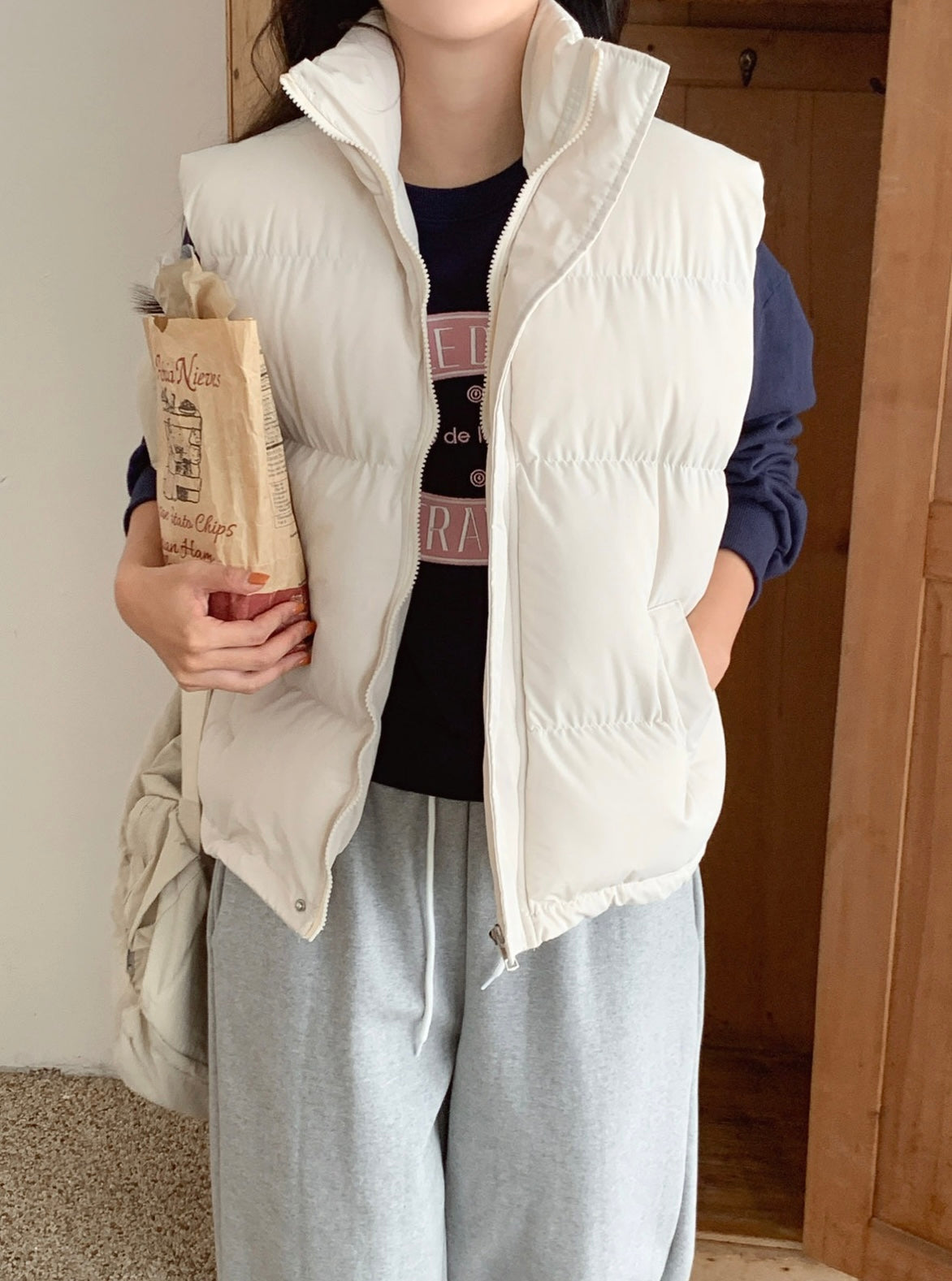 韓國丨High Neck Padding Vest
