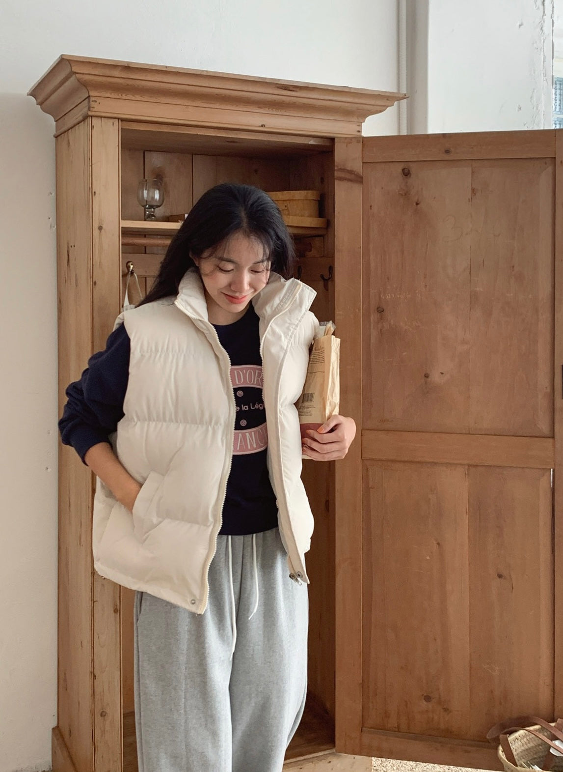韓國丨High Neck Padding Vest