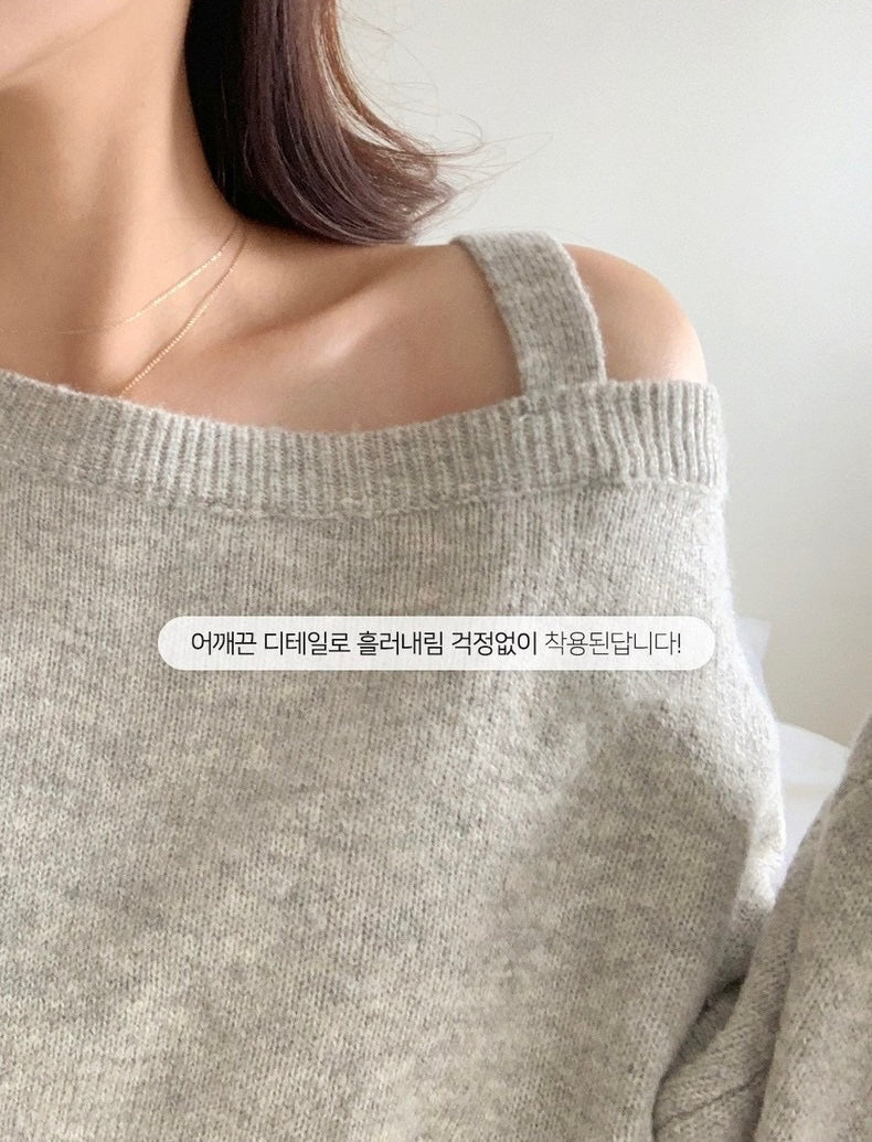 韓國丨單肩吊帶針織