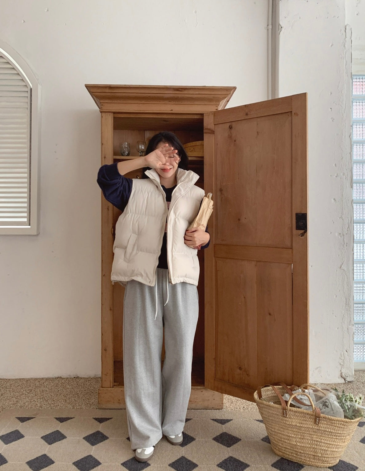 韓國丨High Neck Padding Vest