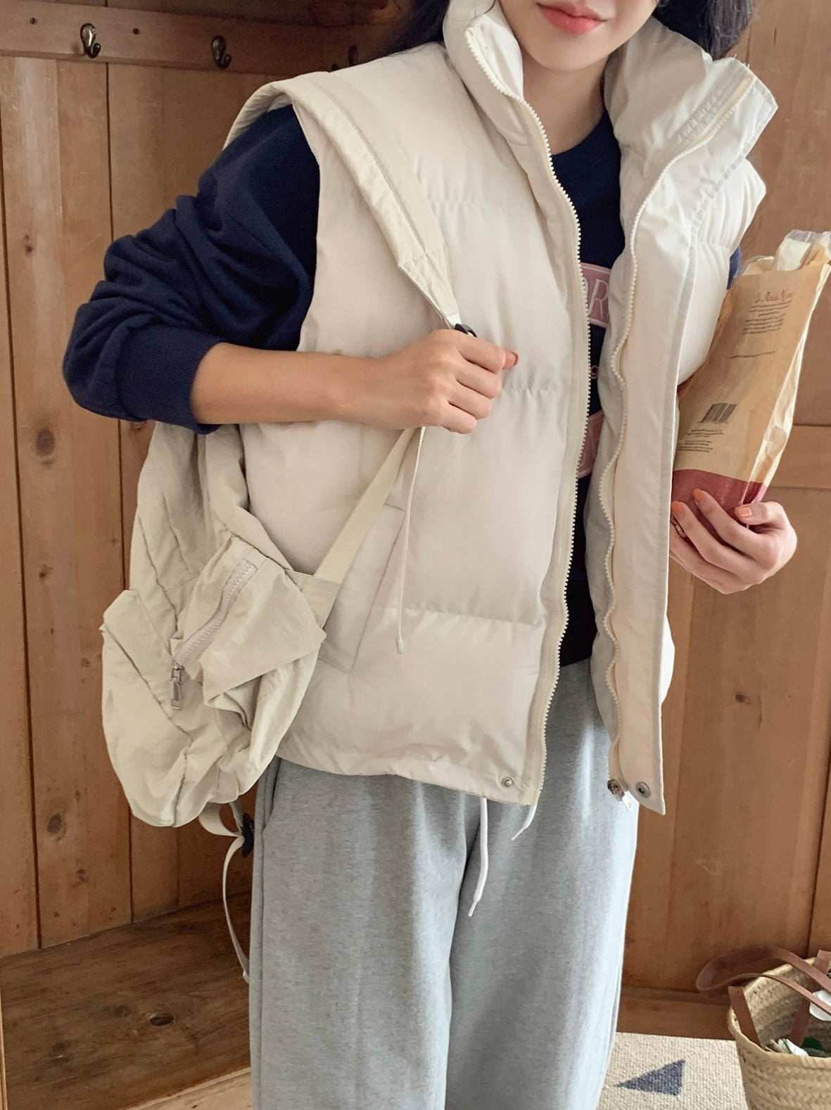 韓國丨High Neck Padding Vest